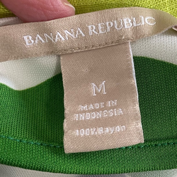 BANANA REPUBLIC Green White Blue Abstract Floral Sleeveless Midi Wrap Dress M - Picture 6 of 7